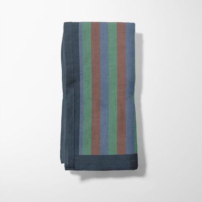 Tropical Stripes Napkin in Blue in Organic Cotton Voile