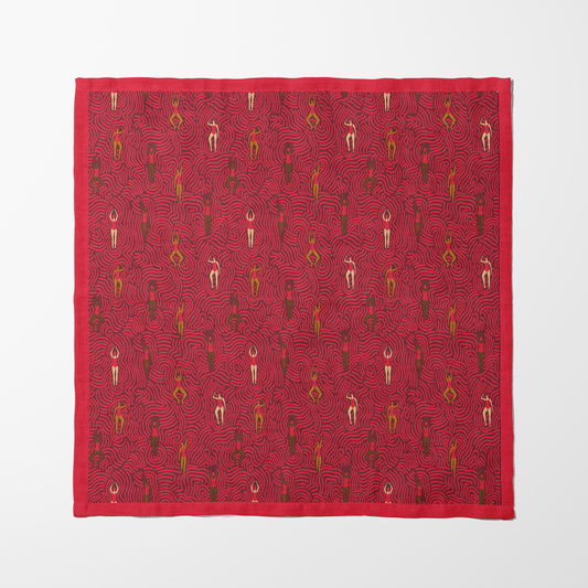Swimmers in Summer in Poppy Napkin in Lightweight Linen