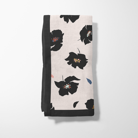 Ivory Poppies Napkin in Lightweight Linen
