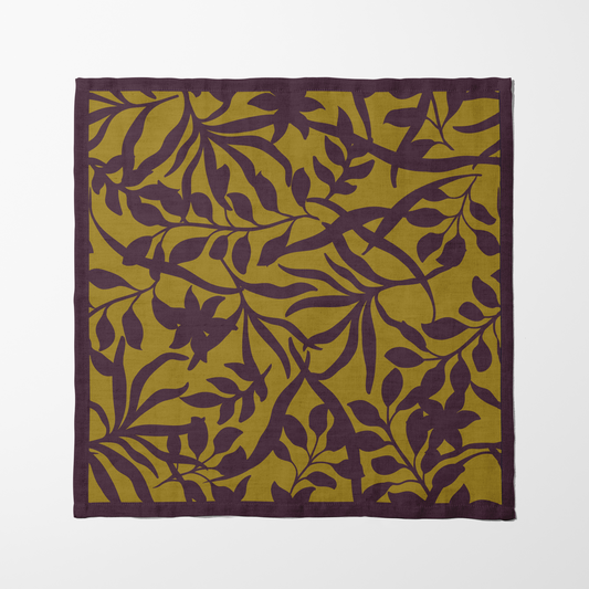 Figi Floral Napkin in Golden Plum - Lightweight Linen