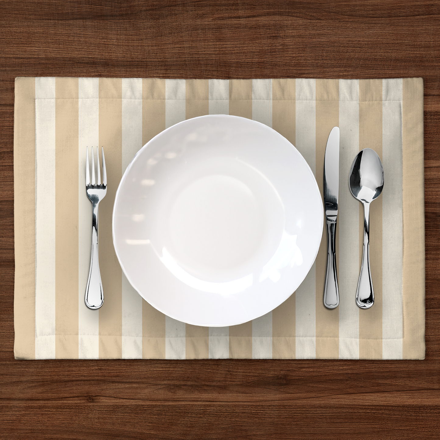 ONE Medium Stripes Placemat - Eggshell in Lightweight Linen