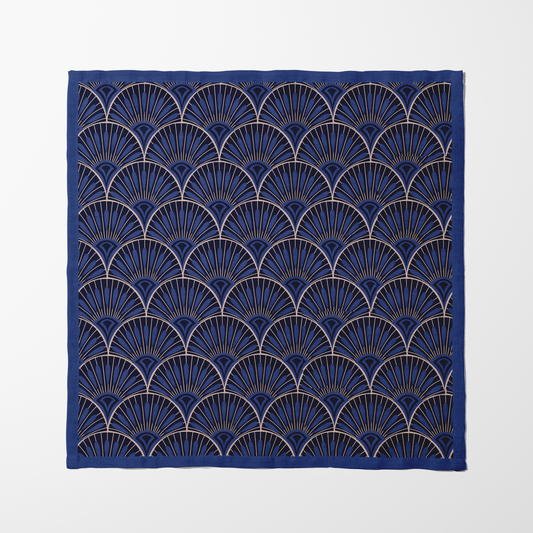 Midnight Blue Fans Napkin in Organic Cotton Voile