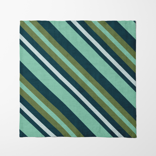 Stripe Parade Napkin in Navy in Lightweight Linen