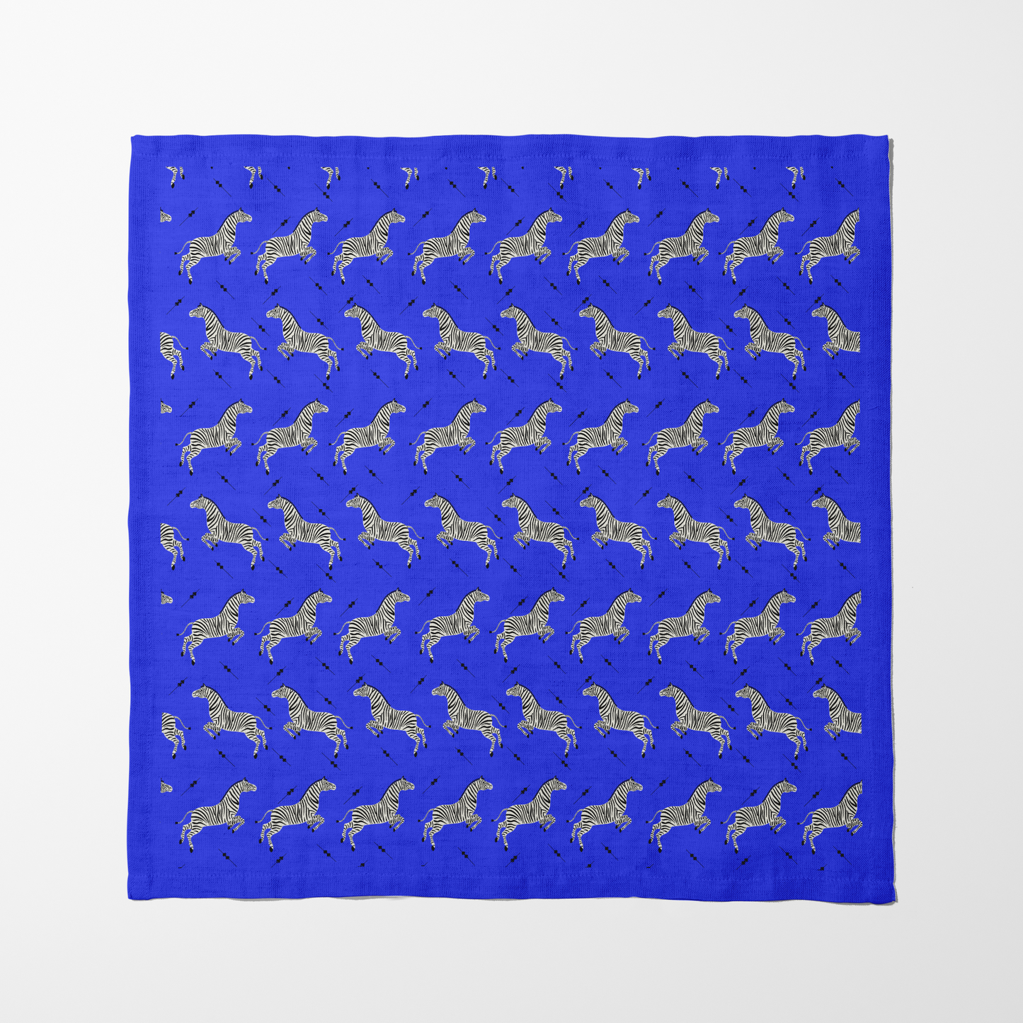 Leaping Zebras in Blue in Lightweight Linen