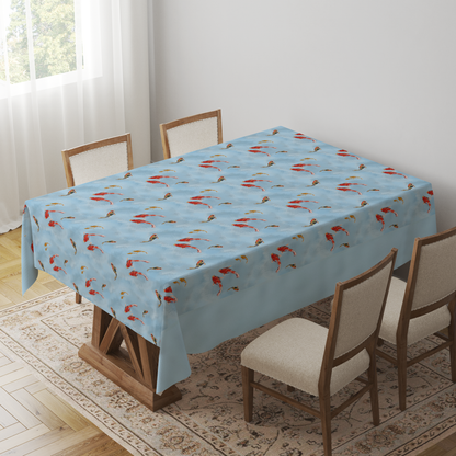 Coral Koi Fish Tablecloth in Lightweight Linen