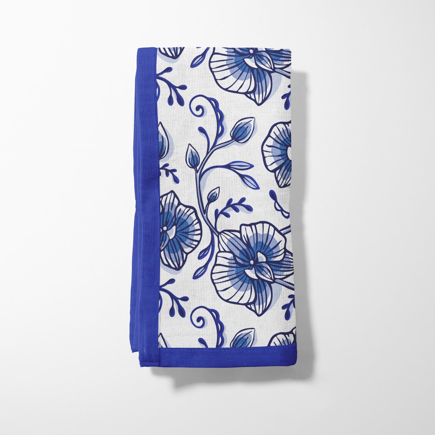 Delft Blue Orchids Napkin in Lightweight Linen