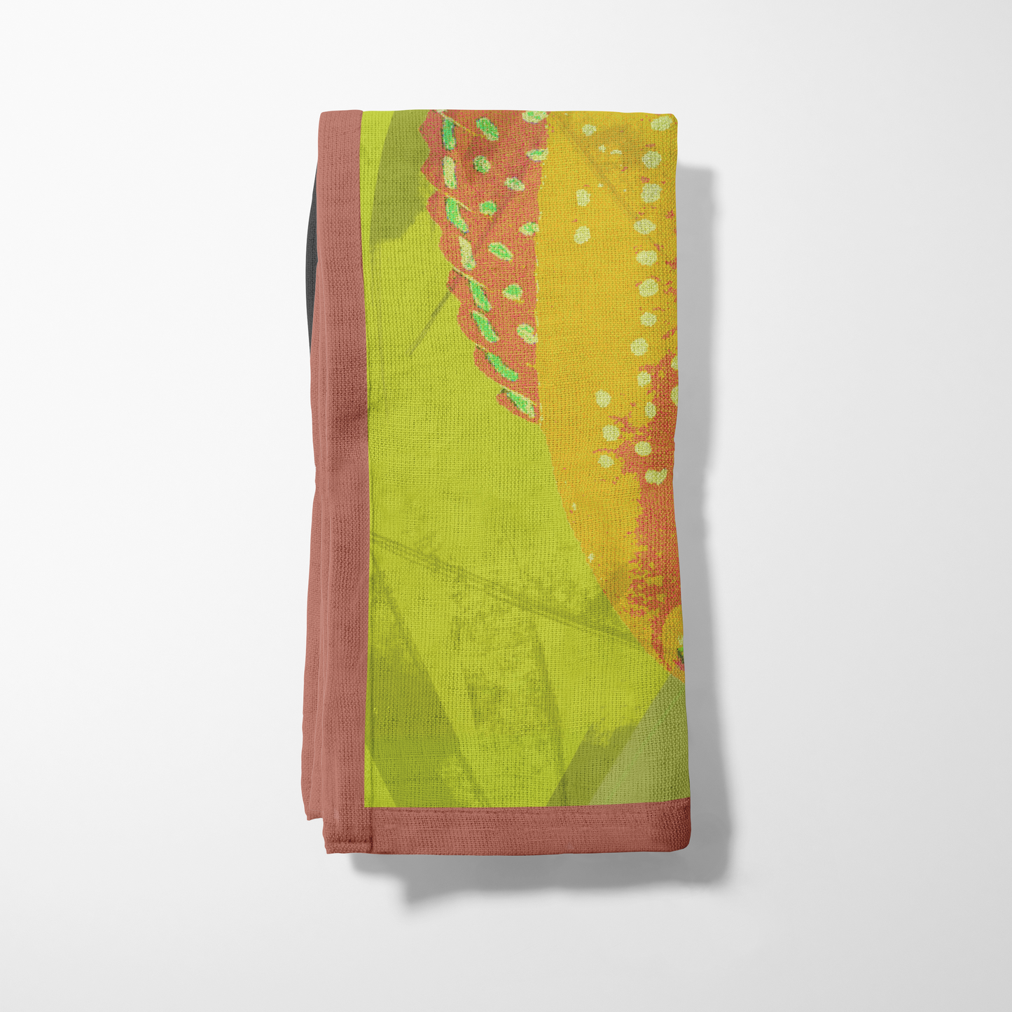Two Fish Napkin with Yellow in Lightweight Linen