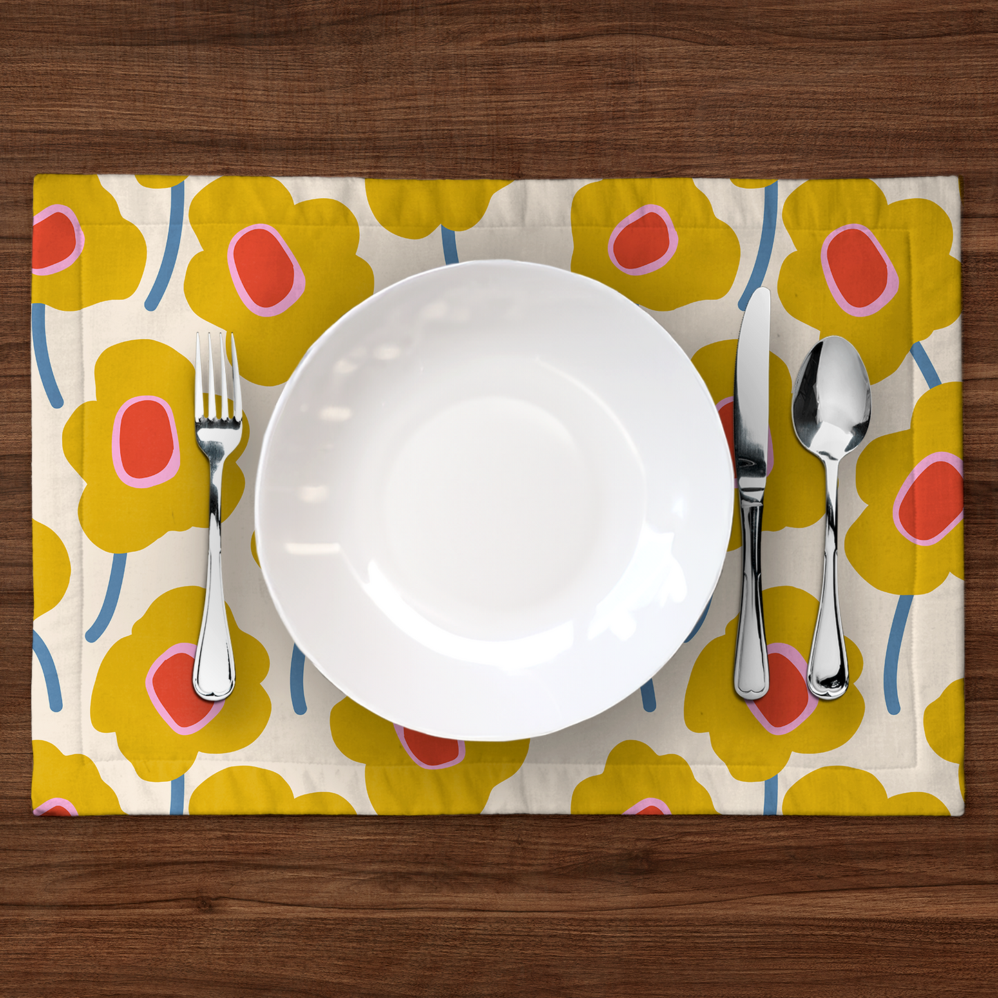 Yellow Mod Flowers Placemat