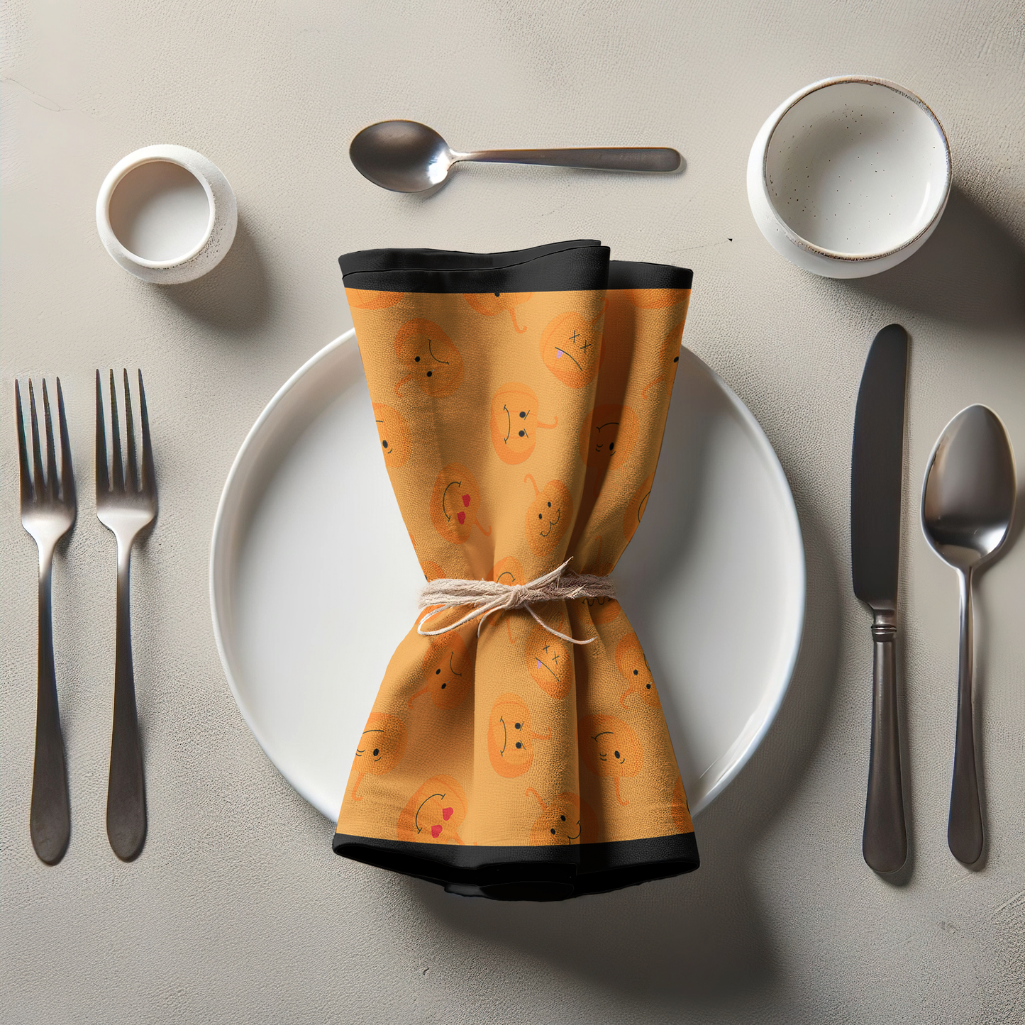 Jack O' Lanterns in Squash Napkin in Lightweight Linen