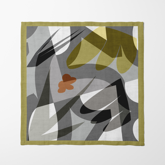 Gray with Layers Napkin in Green in Linen