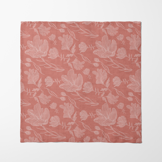 Summer Flowers Napkin in Coral