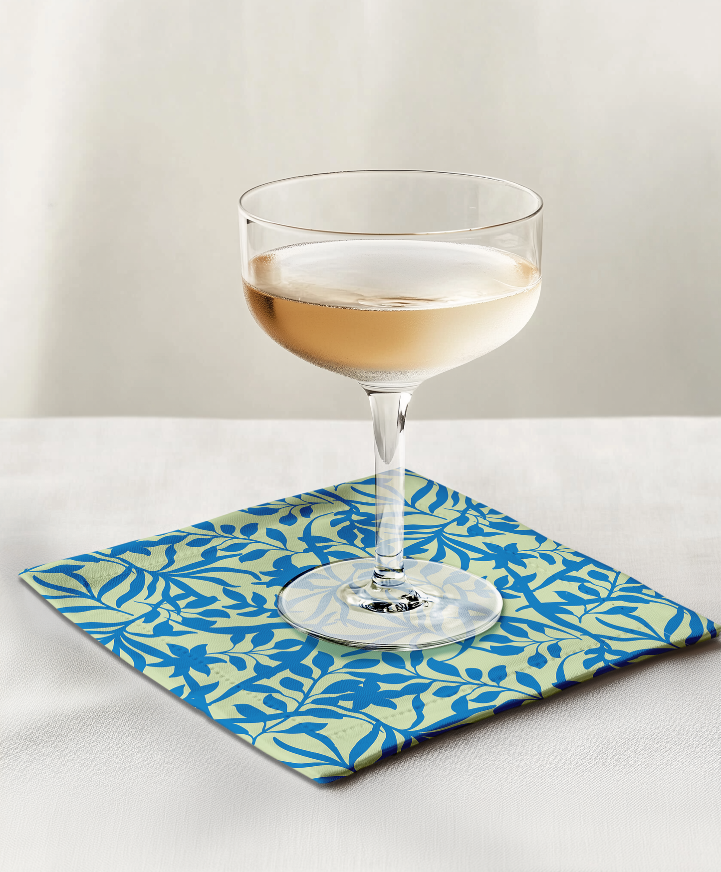 Figi Floral Cocktail Napkin in Cerulean Lime