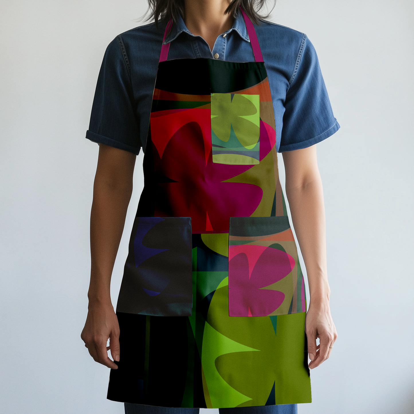 Big Shapes Full Apron in Pink