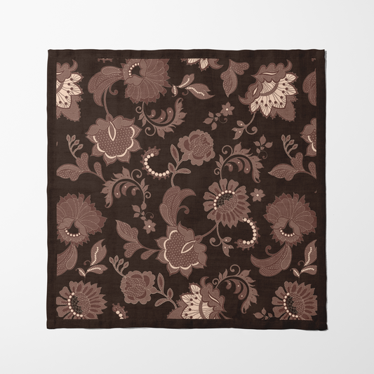 Brown Legacy Lace Napkin in Organic Cotton Voile