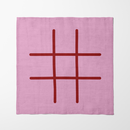 Tic Tac Toe Napkin in Pink - Organic Cotton Voile