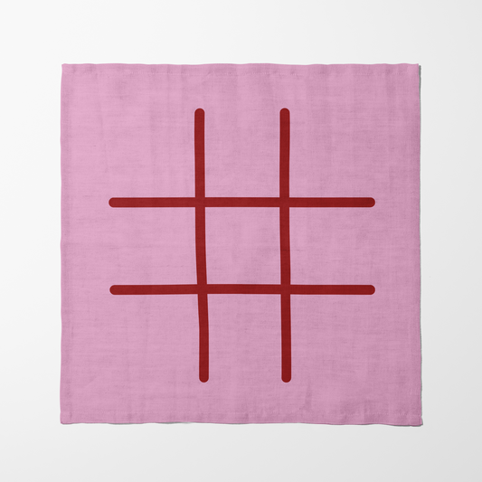 Tic Tac Toe Napkin in Pink - Organic Cotton Voile