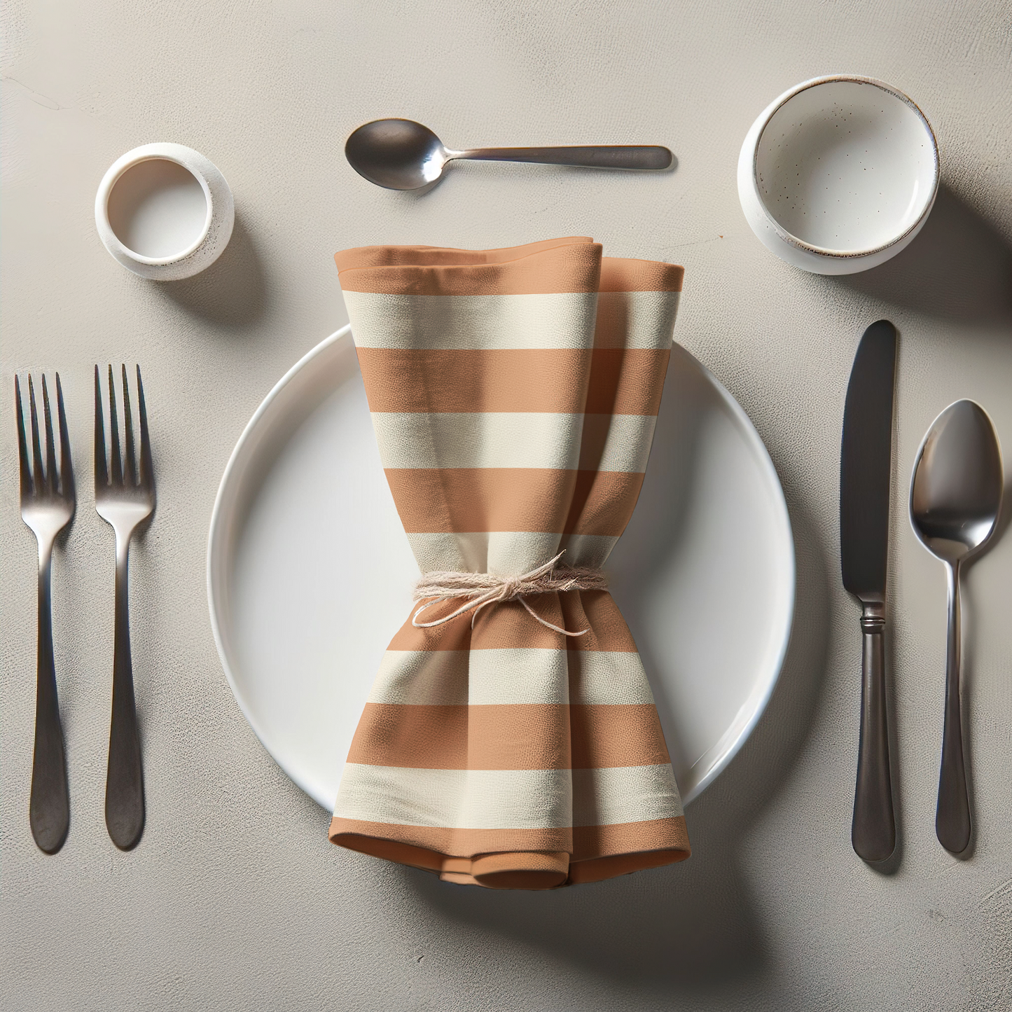 ONE Large Stripes Napkin - Burnt Butter in Organic Cotton Voile