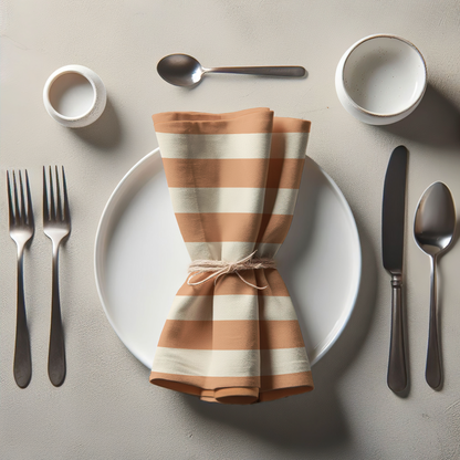 ONE Large Stripes Napkin - Burnt Butter in Organic Cotton Voile