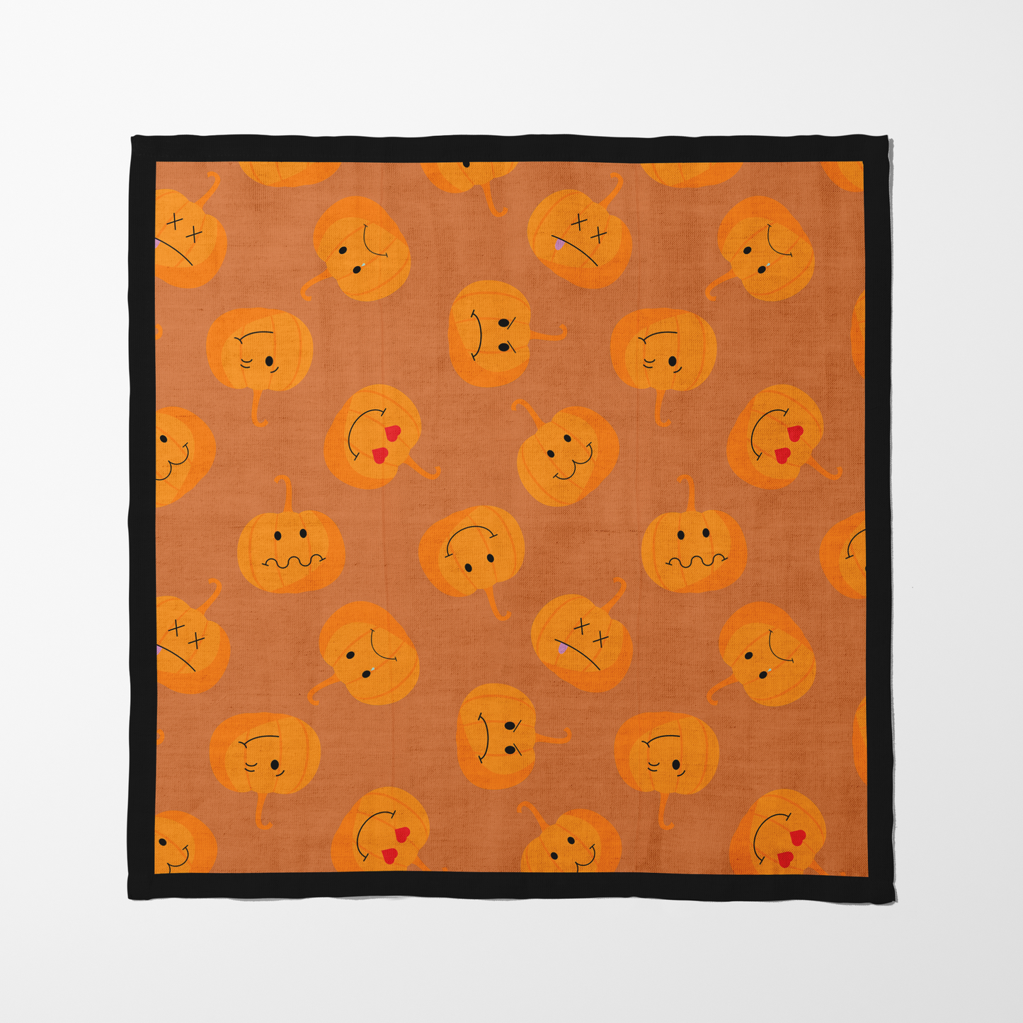 Jack O' Lanterns in Pumpkin Napkin in Organic Cotton Voile