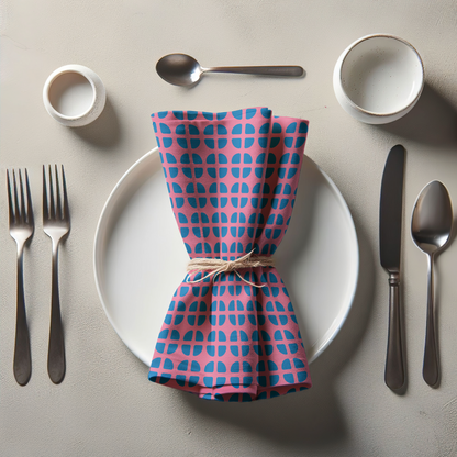 Fresh Fruit Napkin - Pink Blue in Organic Cotton Voile