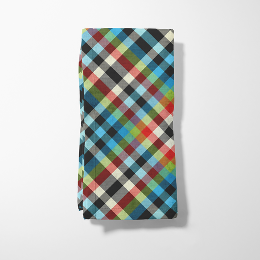 Kaleidoscope Plaid Napkin in Organic Cotton Voile