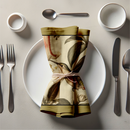 Humming Bird Napkin in Olive