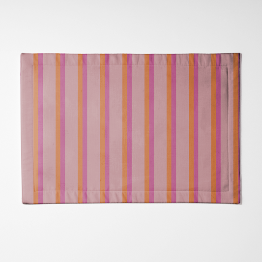 Candy Stripes Placemat in Orange & Pink in Lightweight Linen