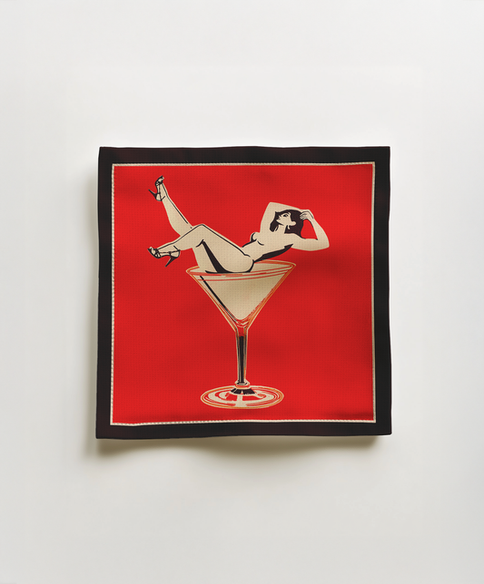 Cheers Darling Cocktail Napkin in Maraschino cherry - Lightweight Linen