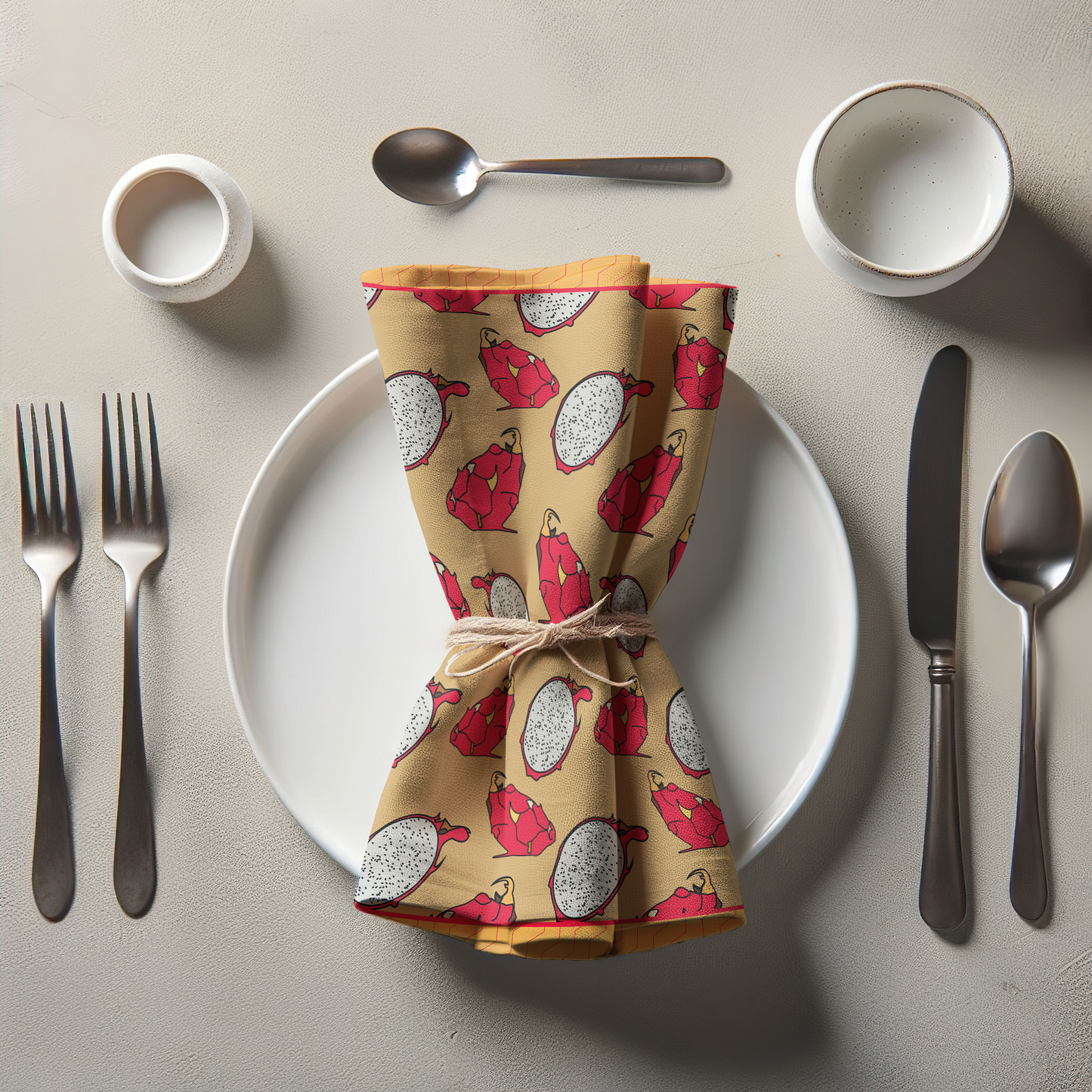 Dragonfruit in Yellow Napkin in Lightweight Linen