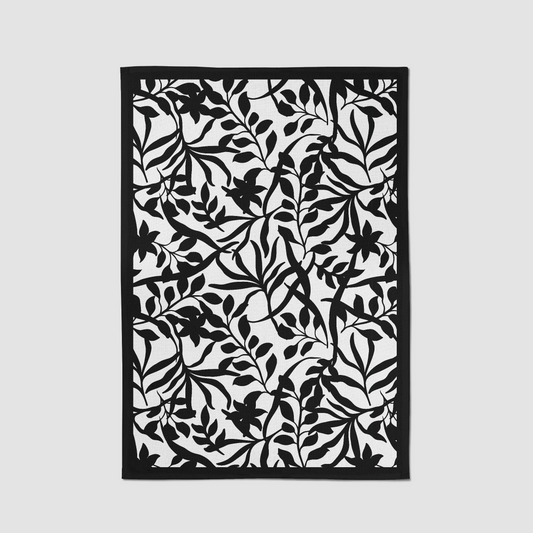 Figi Floral Tea Towel in White and Black