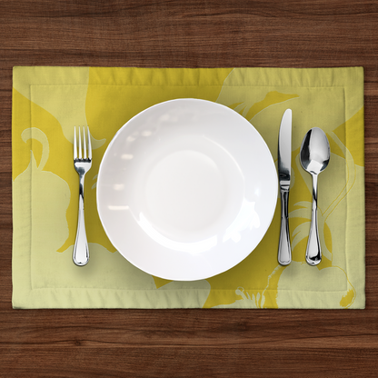 Tropical Paissage Placemat in Yellow in Lightweight Linen