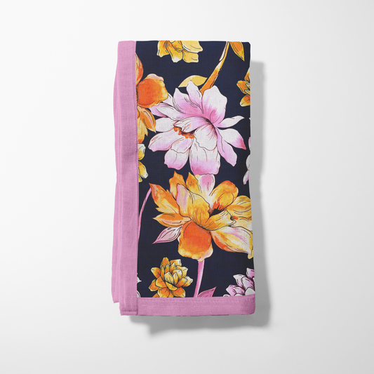 Midnight Onasis Floral Napkin in Lightweight Linen