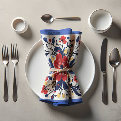 Red, White & Bloom Floral Napkin