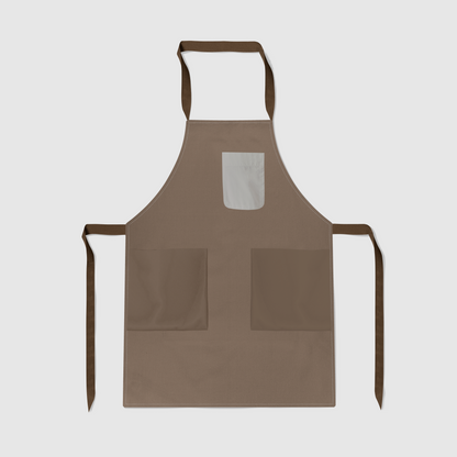 Solid Full Chef Apron in Light Brown with Bone Pocket - Organic Cotton Canvas Mid-Weight