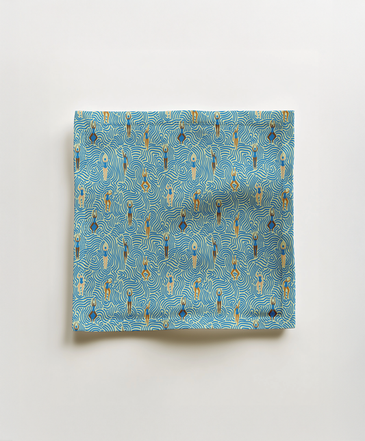 Swimmers in Summer in Cerulean Lime Cocktail Napkin in Lightweight Linen