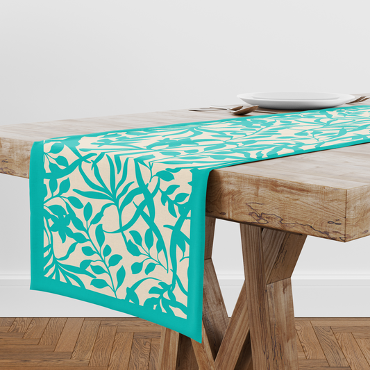 Figi Floral Runner in Blue - Linen in Lightweight Linen