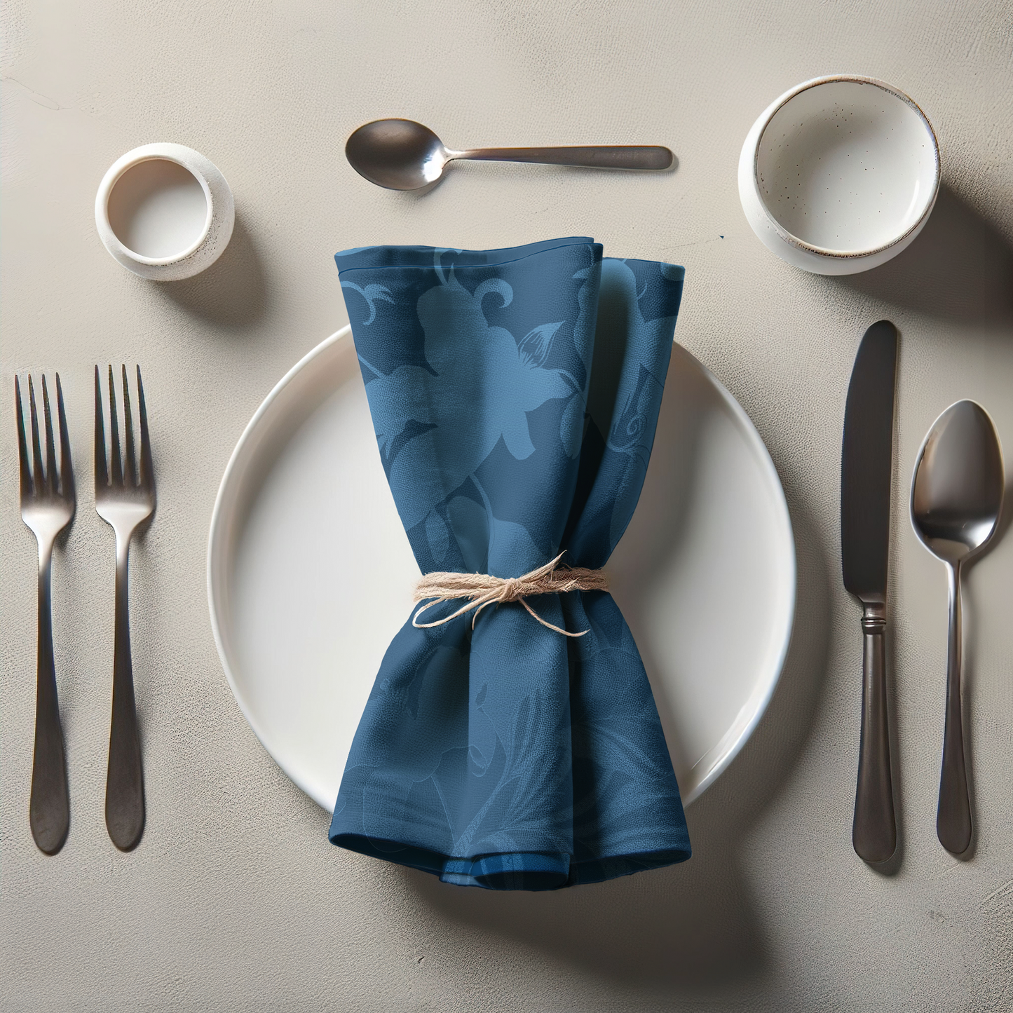 Tropical Paissage Dark Blue Napkin in Lightweight Linen