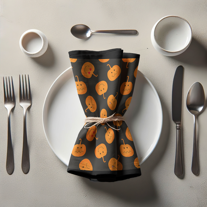 Jack O' Lanterns in Gravestone Napkin in Organic Cotton Voile