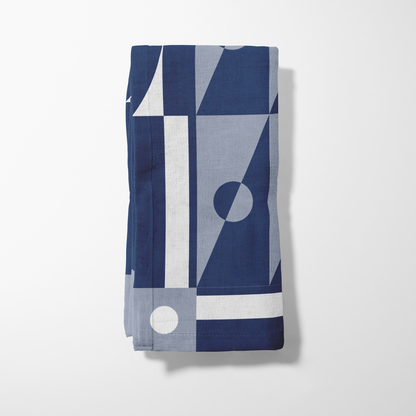 Blue Backgammon Napkin in Lightweight Linen