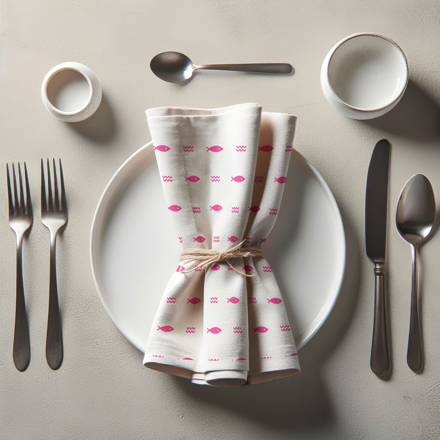 Fish and Waves Napkin in Hot Pink