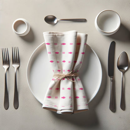 Fish and Waves Napkin in Hot Pink