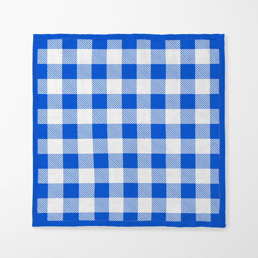 Blue Gingham Napkin in Organic Cotton Voile