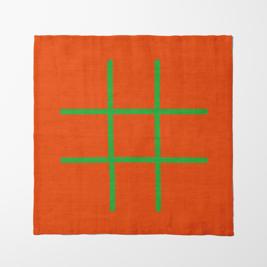 Tic Tac Toe Napkin in Orange - Organic Cotton Voile