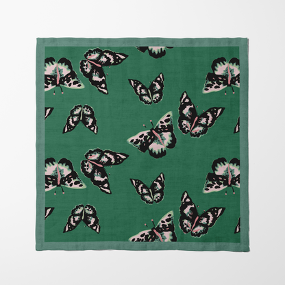 Sweet Butterflies Napkin in Green in Lightweight Linen