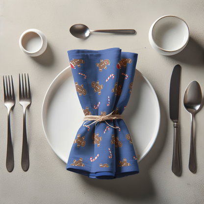 Gingerbread Dudes Napkin in Dark Blue