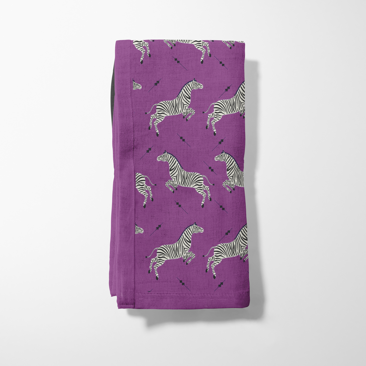 Leaping Zebras Napkin in Purple in Organic Cotton Voile