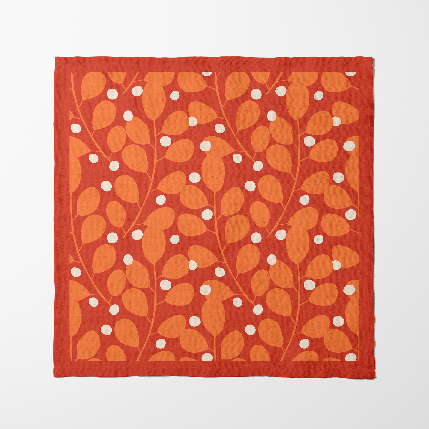 Branches + Dots Napkin —  Lightweight Linen Orange