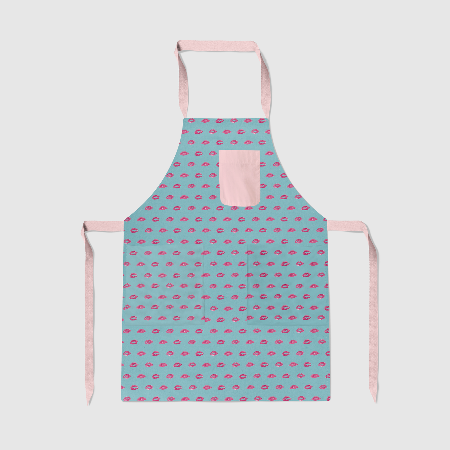 Aqua Smooch with Valentine Pink Apron