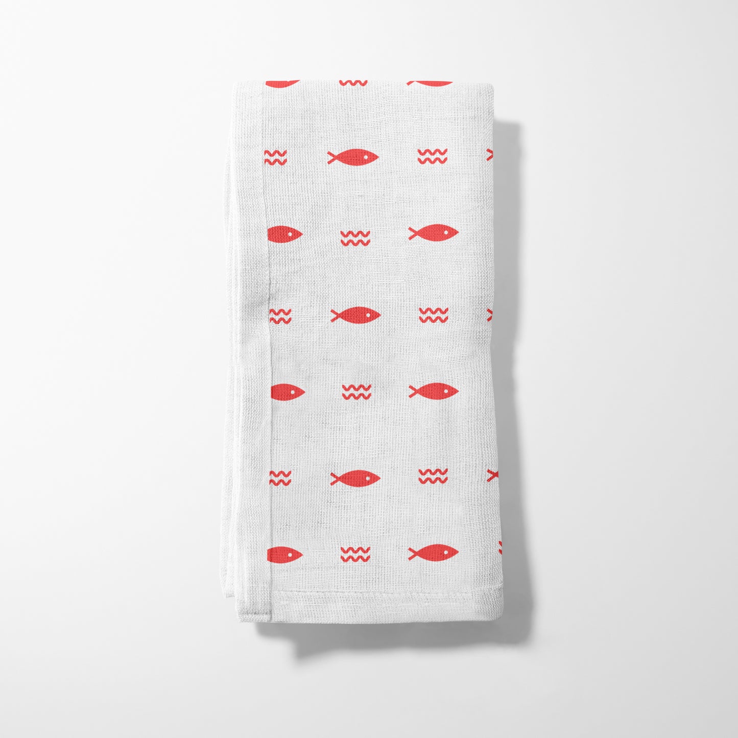 Fish and Waves Napkin in Red