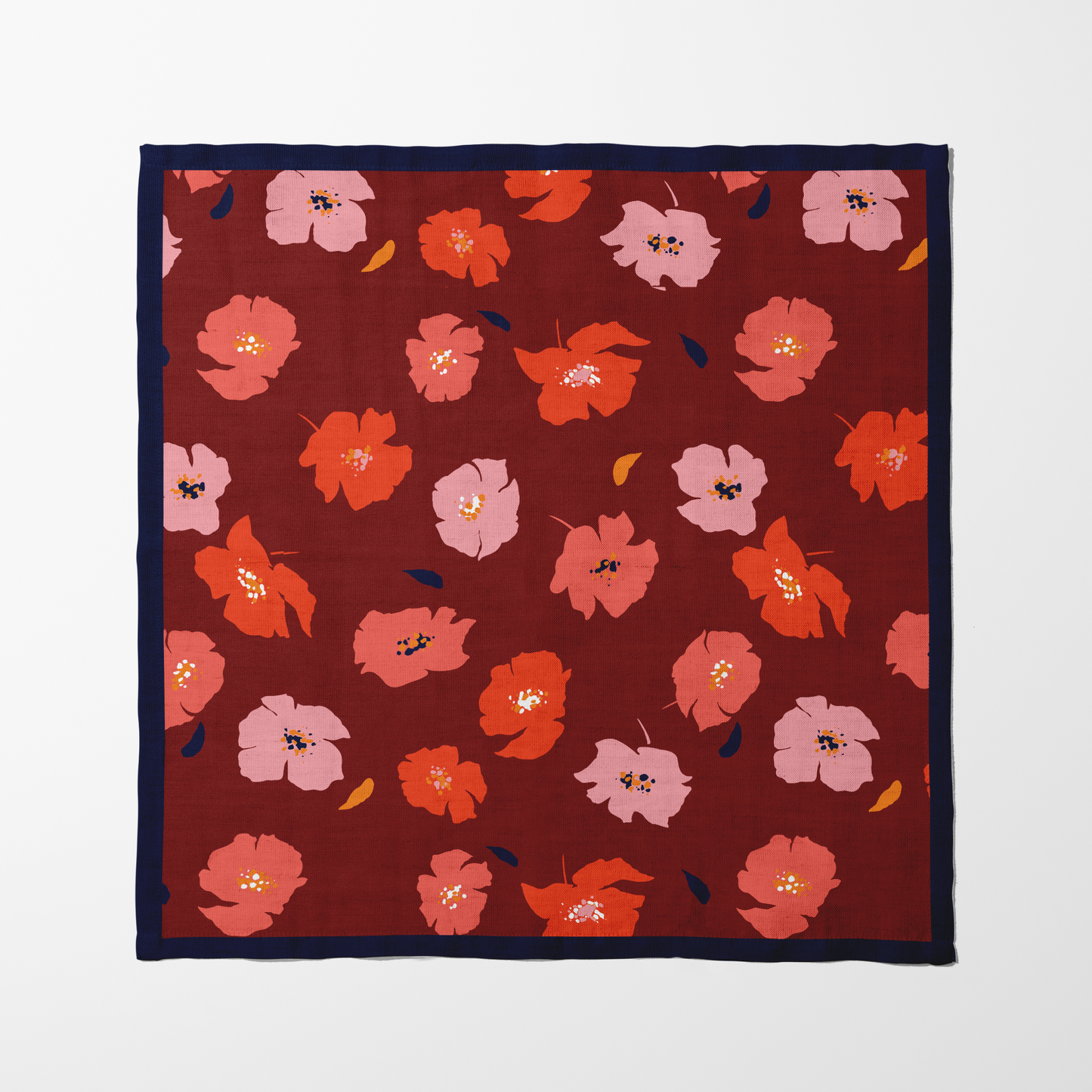 Crimson Poppies Napkin in Organic Cotton Voile